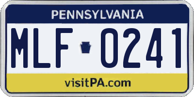 PA license plate MLF0241