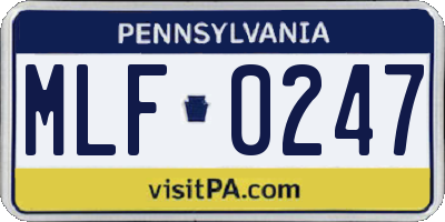 PA license plate MLF0247