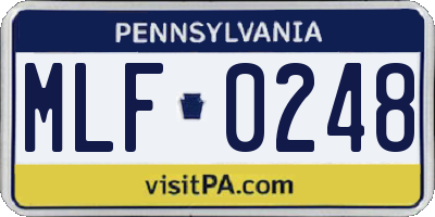 PA license plate MLF0248