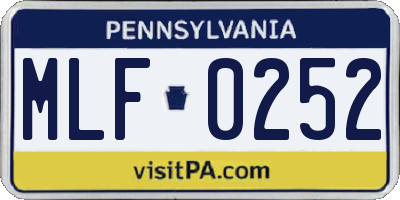 PA license plate MLF0252