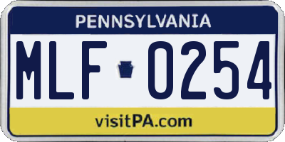 PA license plate MLF0254