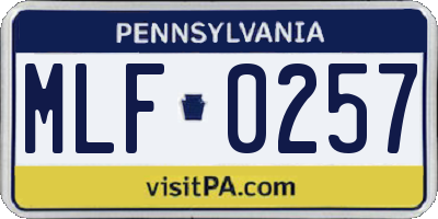 PA license plate MLF0257
