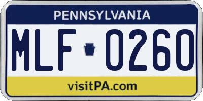 PA license plate MLF0260
