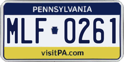 PA license plate MLF0261