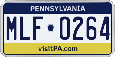 PA license plate MLF0264