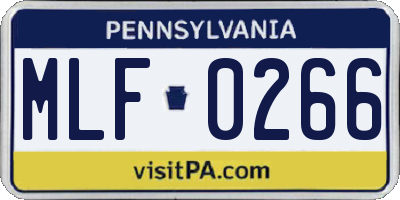 PA license plate MLF0266
