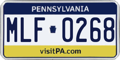 PA license plate MLF0268