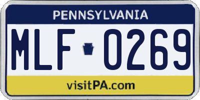 PA license plate MLF0269