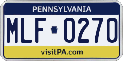 PA license plate MLF0270