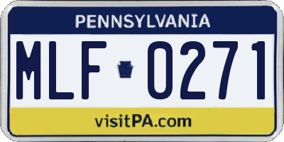 PA license plate MLF0271