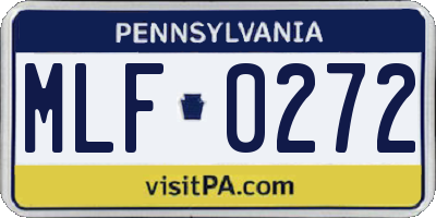 PA license plate MLF0272