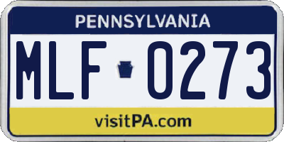 PA license plate MLF0273