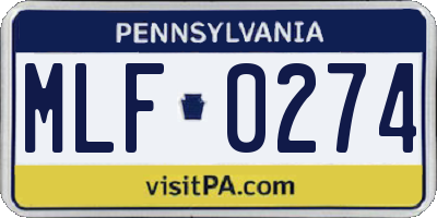 PA license plate MLF0274
