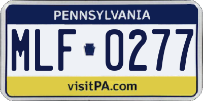 PA license plate MLF0277