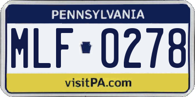 PA license plate MLF0278