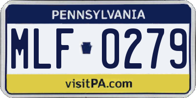 PA license plate MLF0279