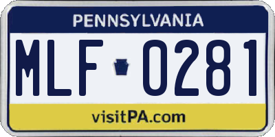 PA license plate MLF0281