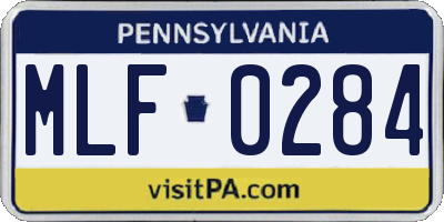 PA license plate MLF0284