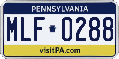 PA license plate MLF0288