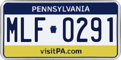 PA license plate MLF0291