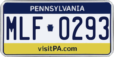 PA license plate MLF0293