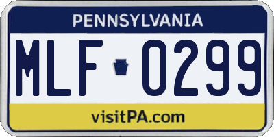 PA license plate MLF0299