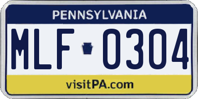 PA license plate MLF0304