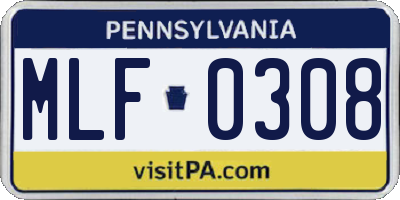PA license plate MLF0308