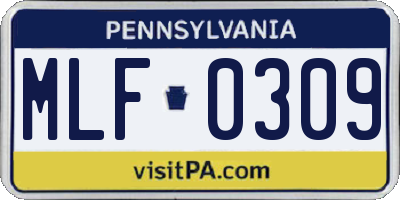 PA license plate MLF0309