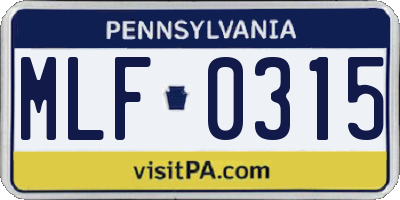 PA license plate MLF0315