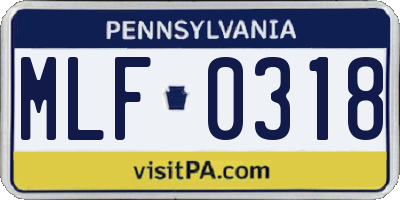 PA license plate MLF0318