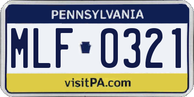 PA license plate MLF0321