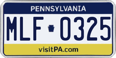 PA license plate MLF0325