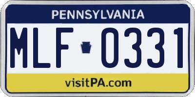 PA license plate MLF0331