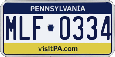 PA license plate MLF0334