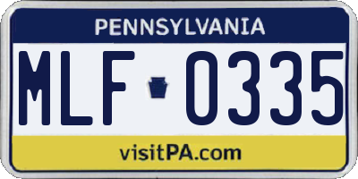 PA license plate MLF0335