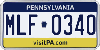 PA license plate MLF0340