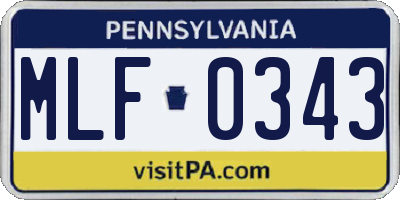 PA license plate MLF0343