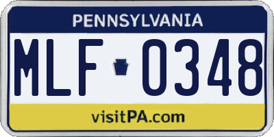 PA license plate MLF0348