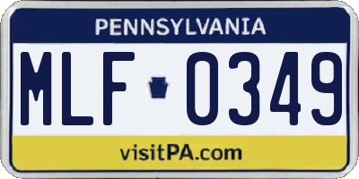 PA license plate MLF0349