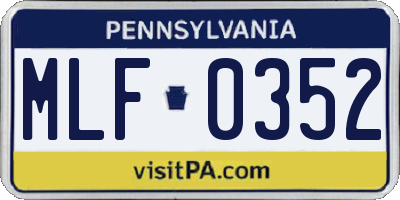 PA license plate MLF0352