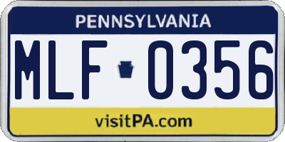 PA license plate MLF0356