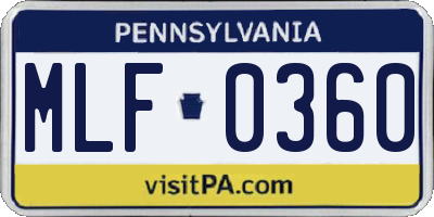 PA license plate MLF0360