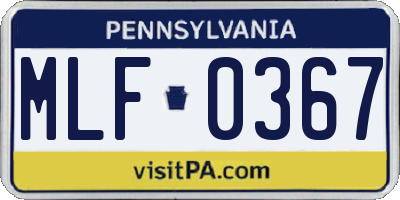 PA license plate MLF0367