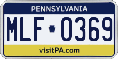 PA license plate MLF0369