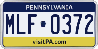 PA license plate MLF0372