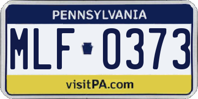 PA license plate MLF0373