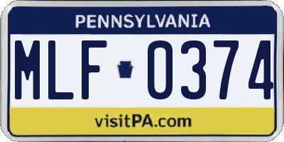 PA license plate MLF0374