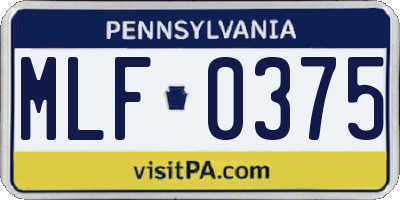 PA license plate MLF0375