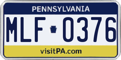 PA license plate MLF0376